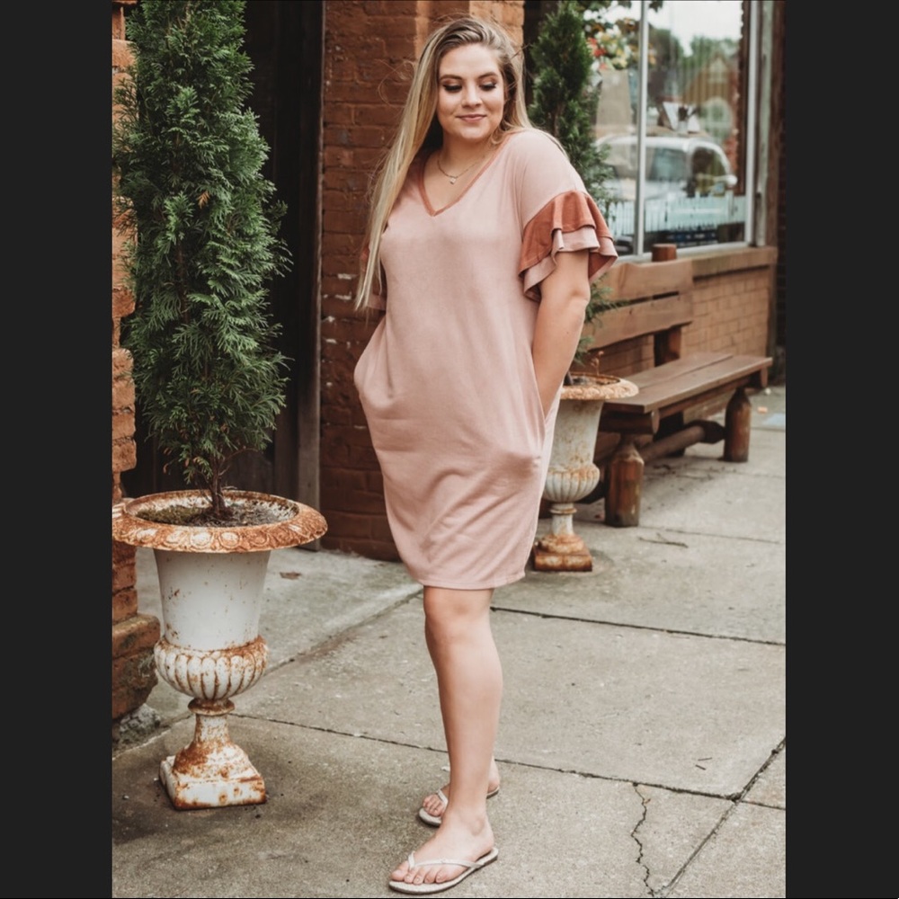 BluHeaven Pale Pink Suede Dress